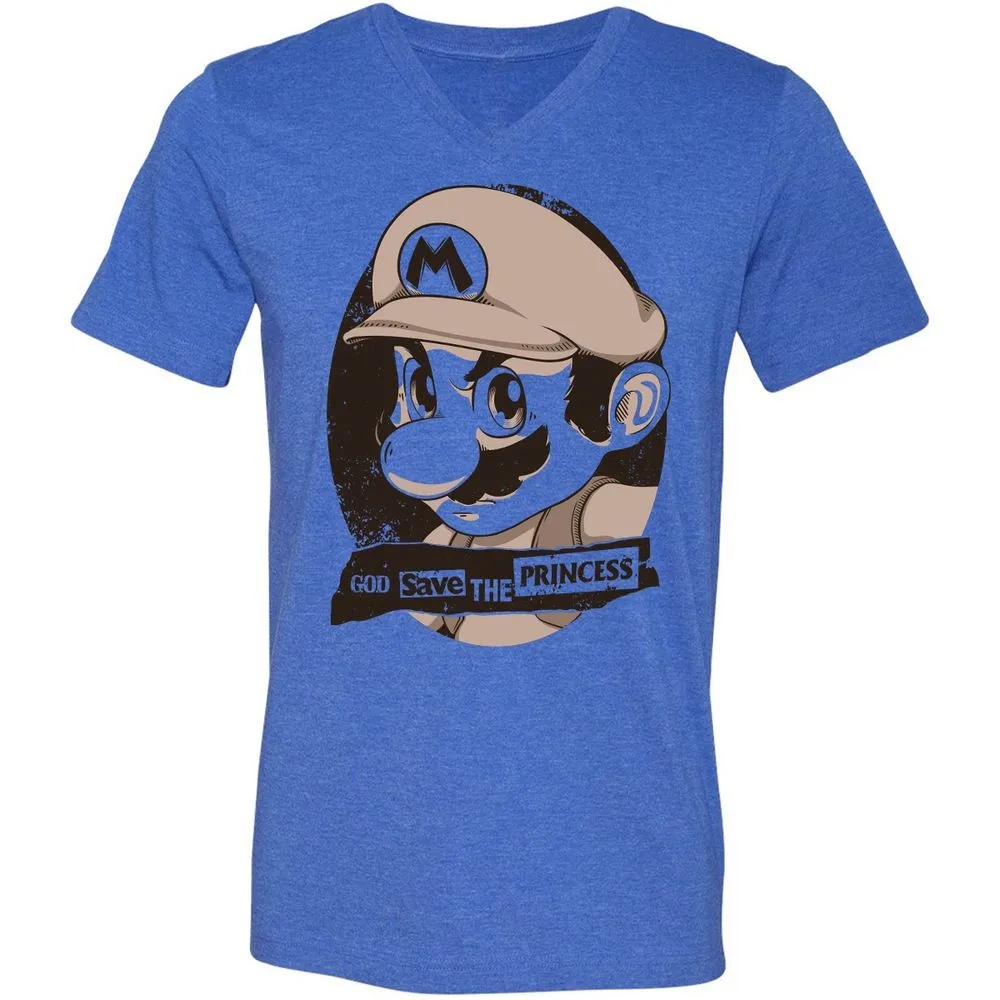 Unisex V-Neck T-Shirt - 8YQNG3G3 - Heather True Royal - 14