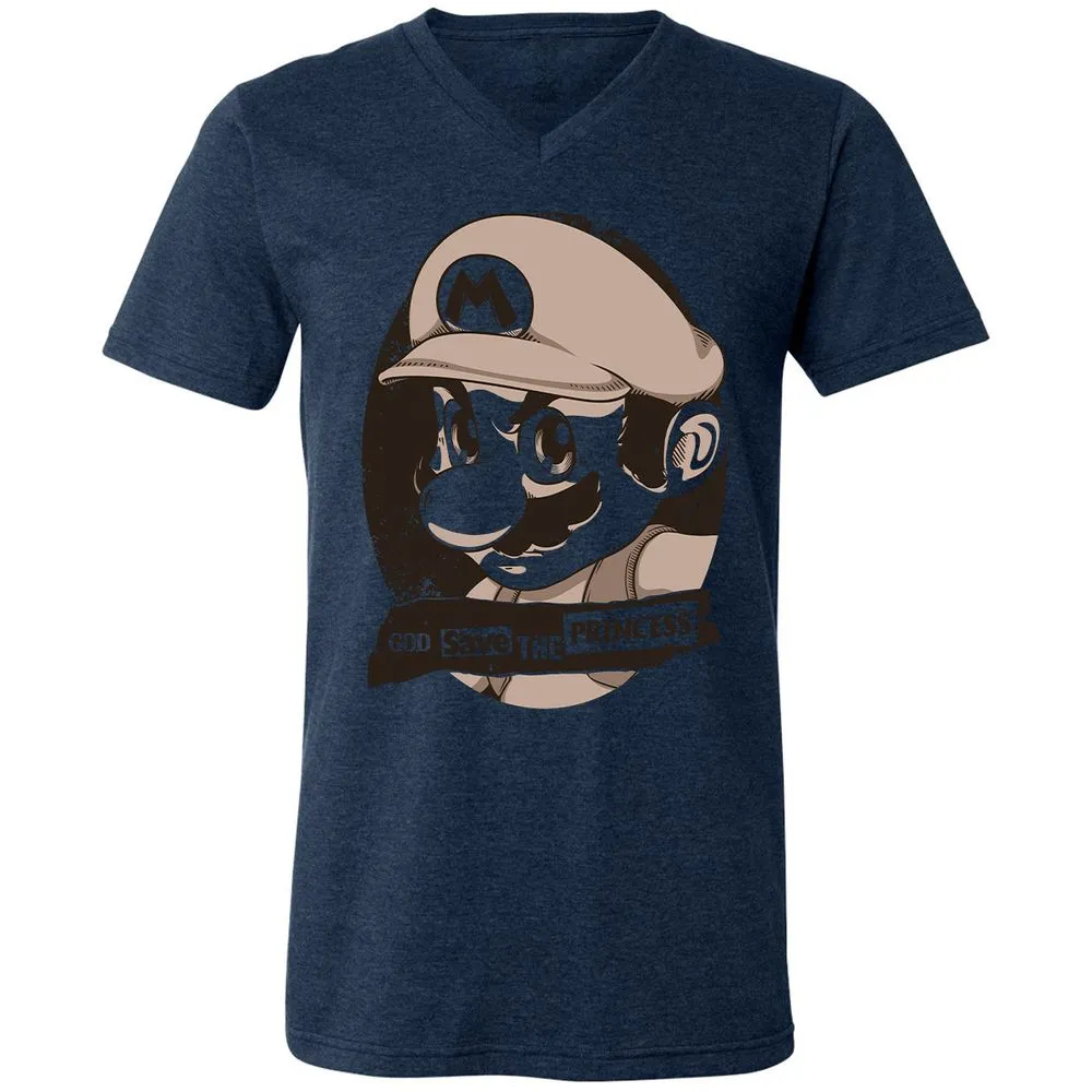Unisex V-Neck T-Shirt - 8YQNG3G3 - Heather Navy - 15