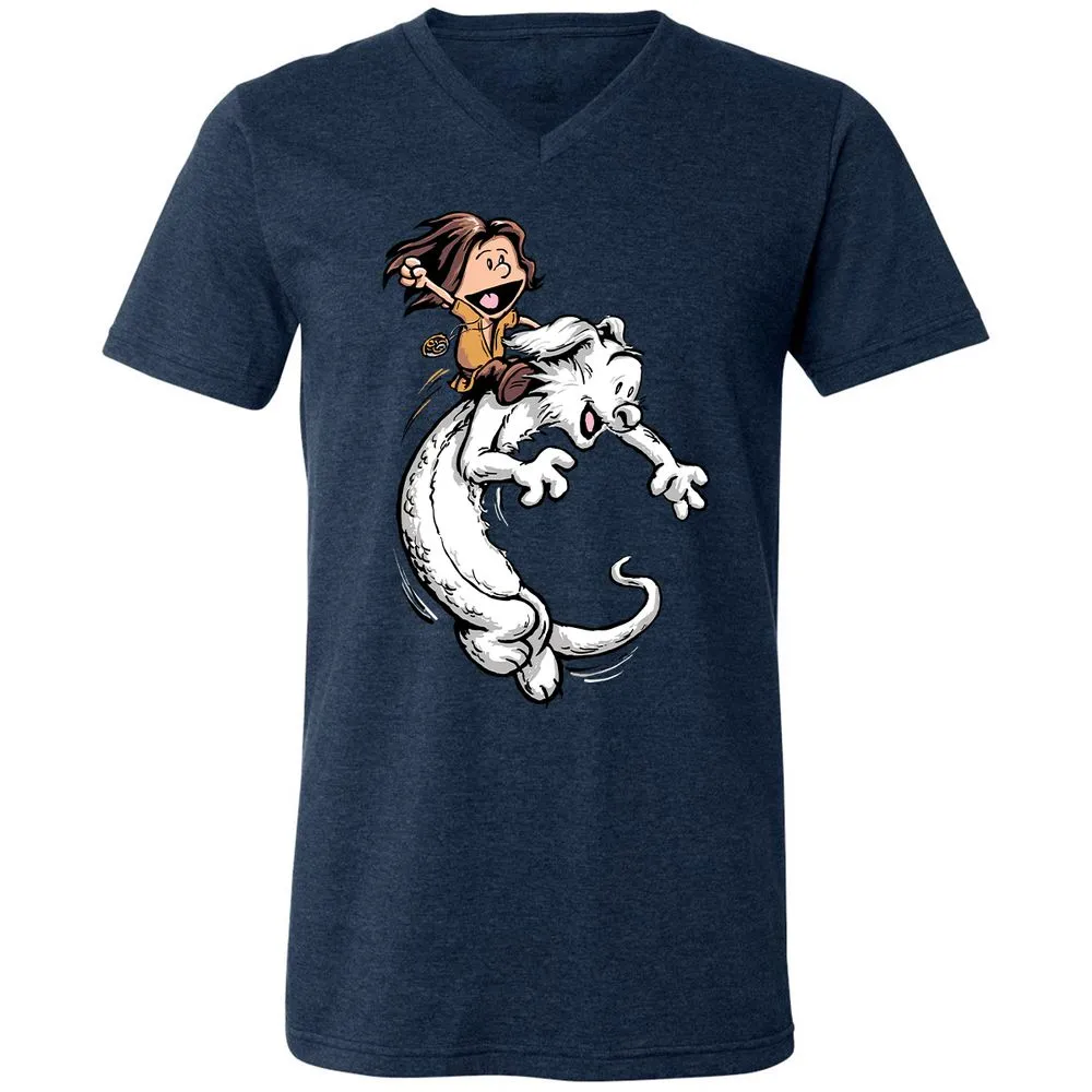 Unisex V-Neck T-Shirt - JDGT97T6 - Heather Navy - 15