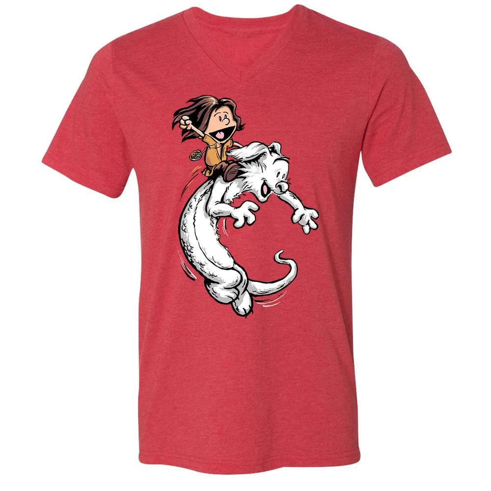Unisex V-Neck T-Shirt - JDGT97T6 - Heather Red - 5