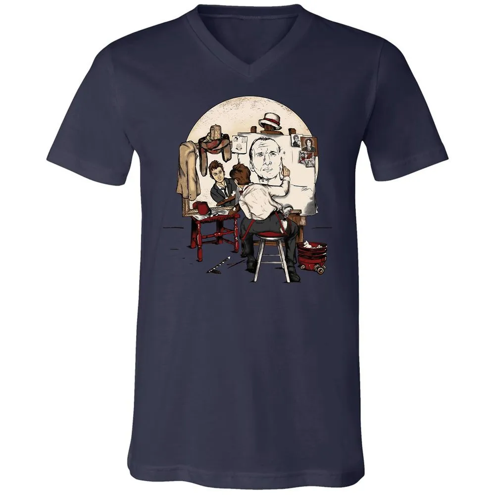 Unisex V-Neck T-Shirt - YFNADRQY - Navy - 9