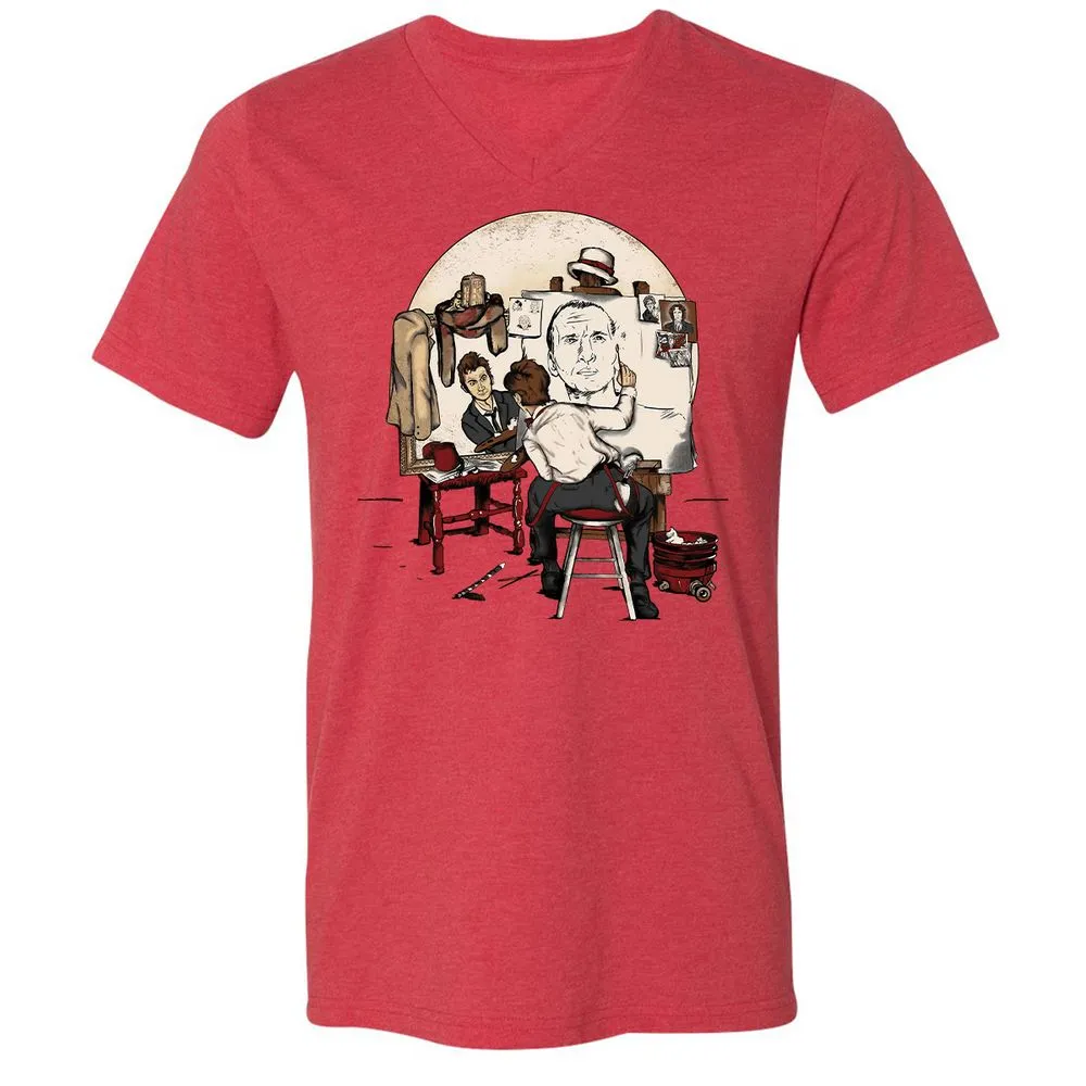 Unisex V-Neck T-Shirt - YFNADRQY - Heather Red - 5