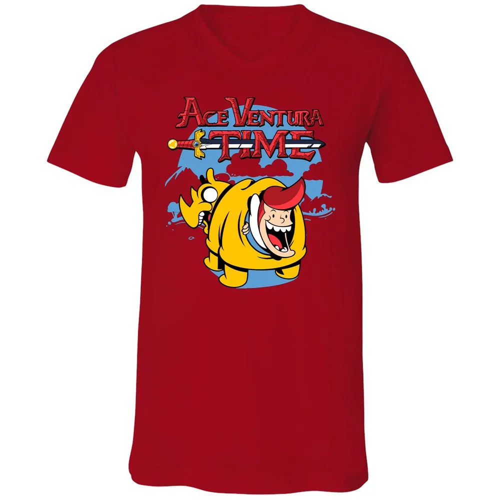 Unisex V-Neck T-Shirt - 4QXXE54P - Red - 3
