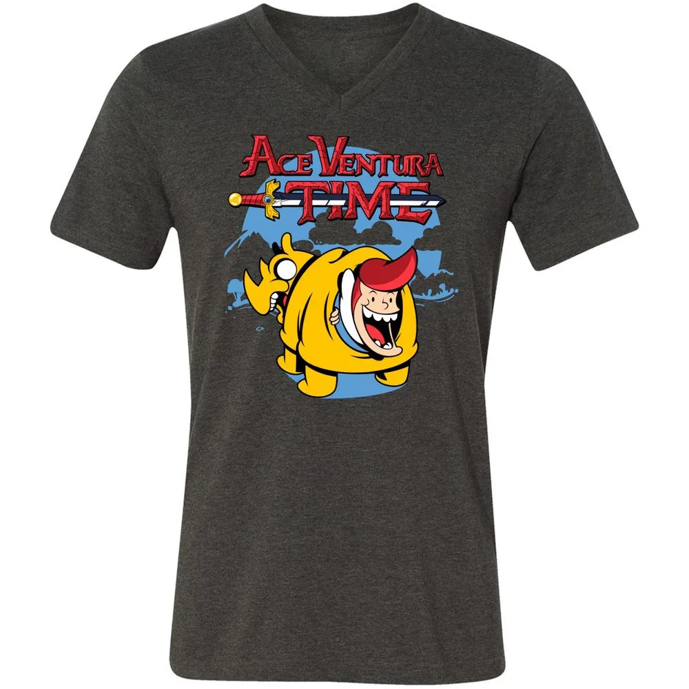 Unisex V-Neck T-Shirt - 4QXXE54P - Dark Grey Heather - 8
