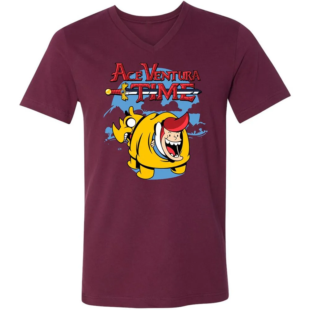 Unisex V-Neck T-Shirt - 4QXXE54P - Maroon - 6