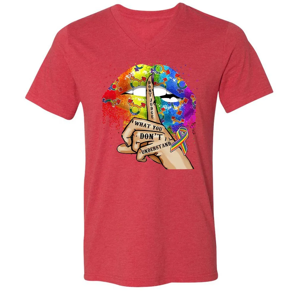 Unisex V-Neck T-Shirt - 5KLQ7T4Z - Heather Red - 5