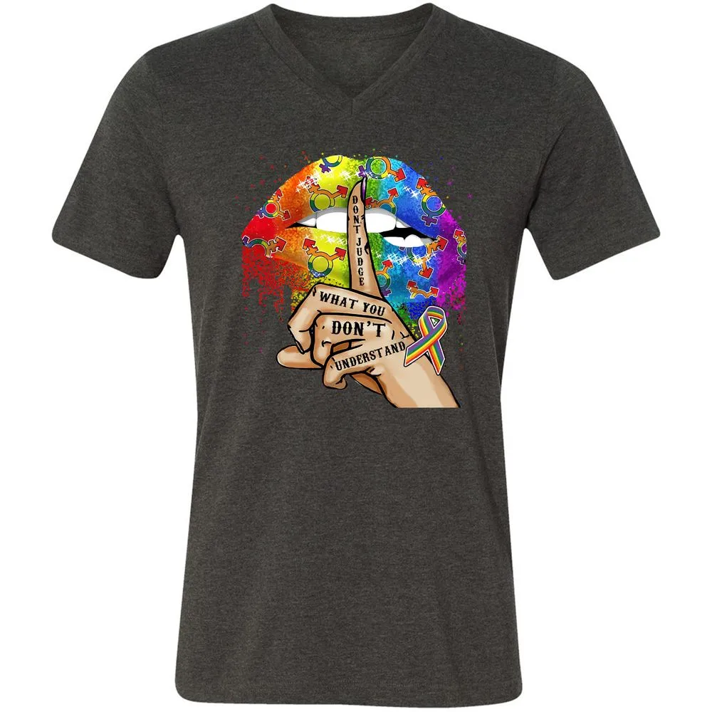 Unisex V-Neck T-Shirt - 5KLQ7T4Z - Dark Grey Heather - 8
