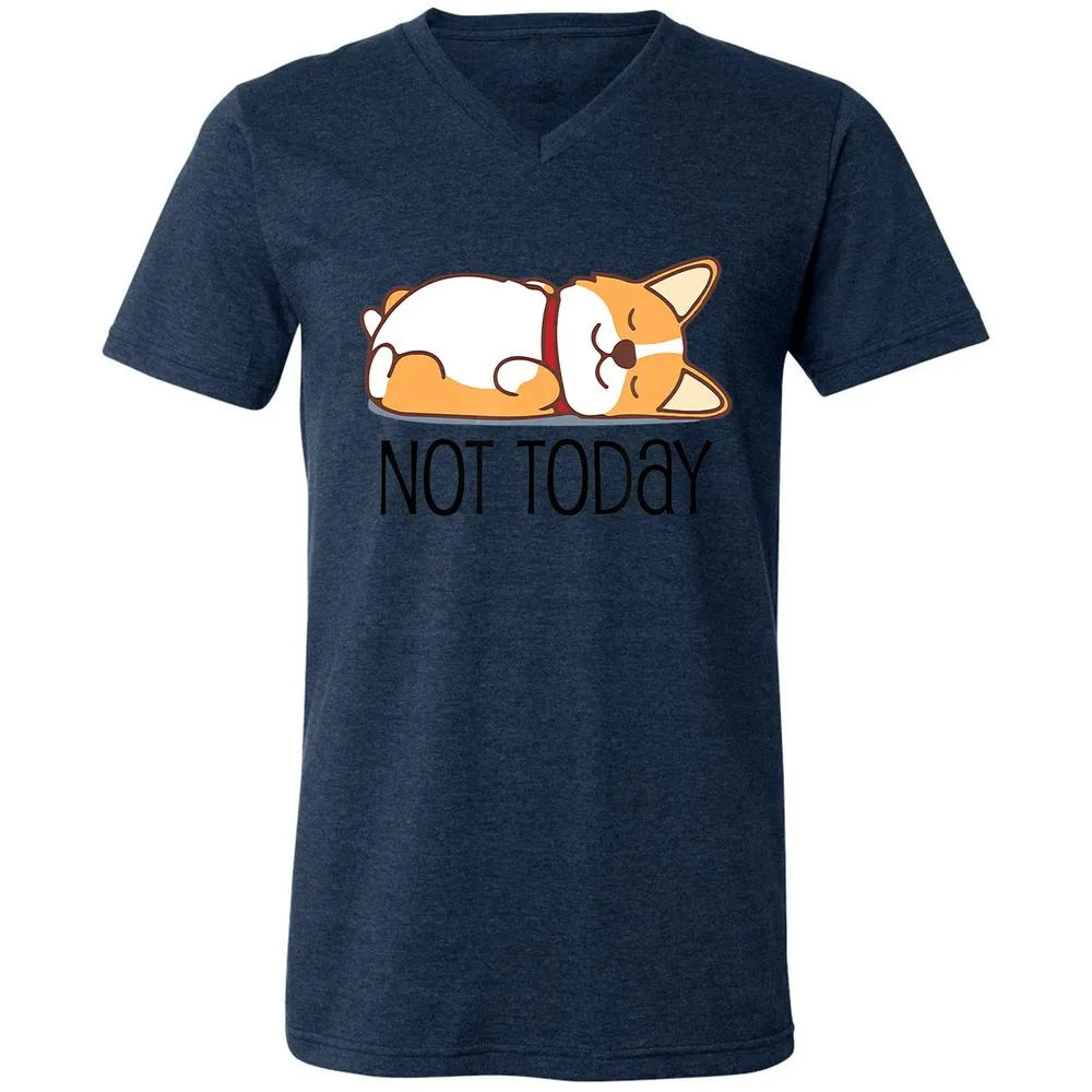 Unisex V-Neck T-Shirt - X984QRCB - Heather Navy - 15