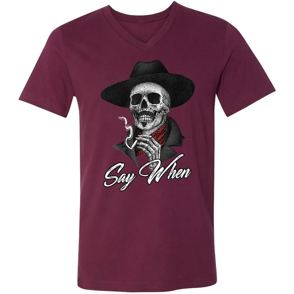 Unisex V-Neck T-Shirt - 5ZPEVTYX - Maroon - 6