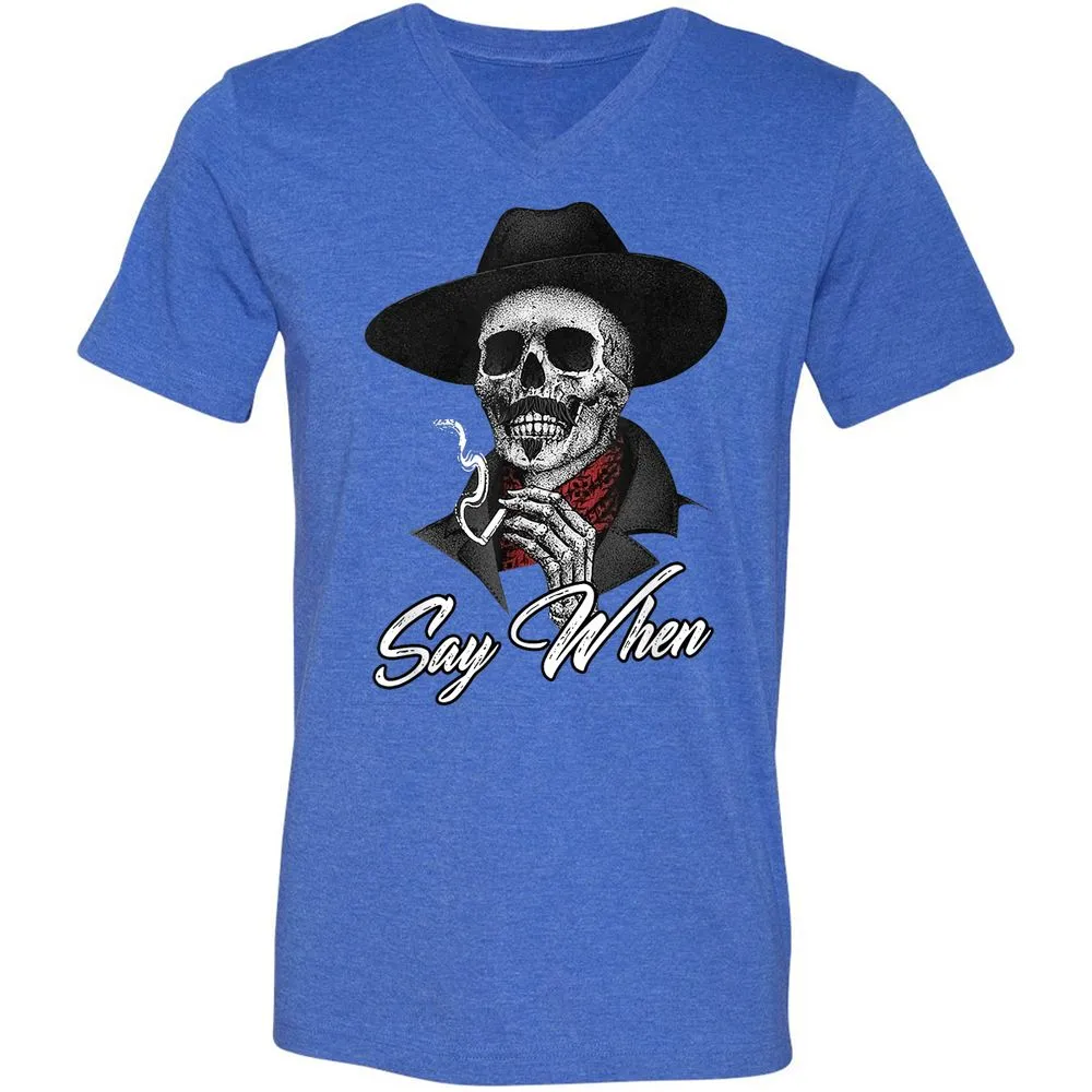 Unisex V-Neck T-Shirt - 5ZPEVTYX - Heather True Royal - 14