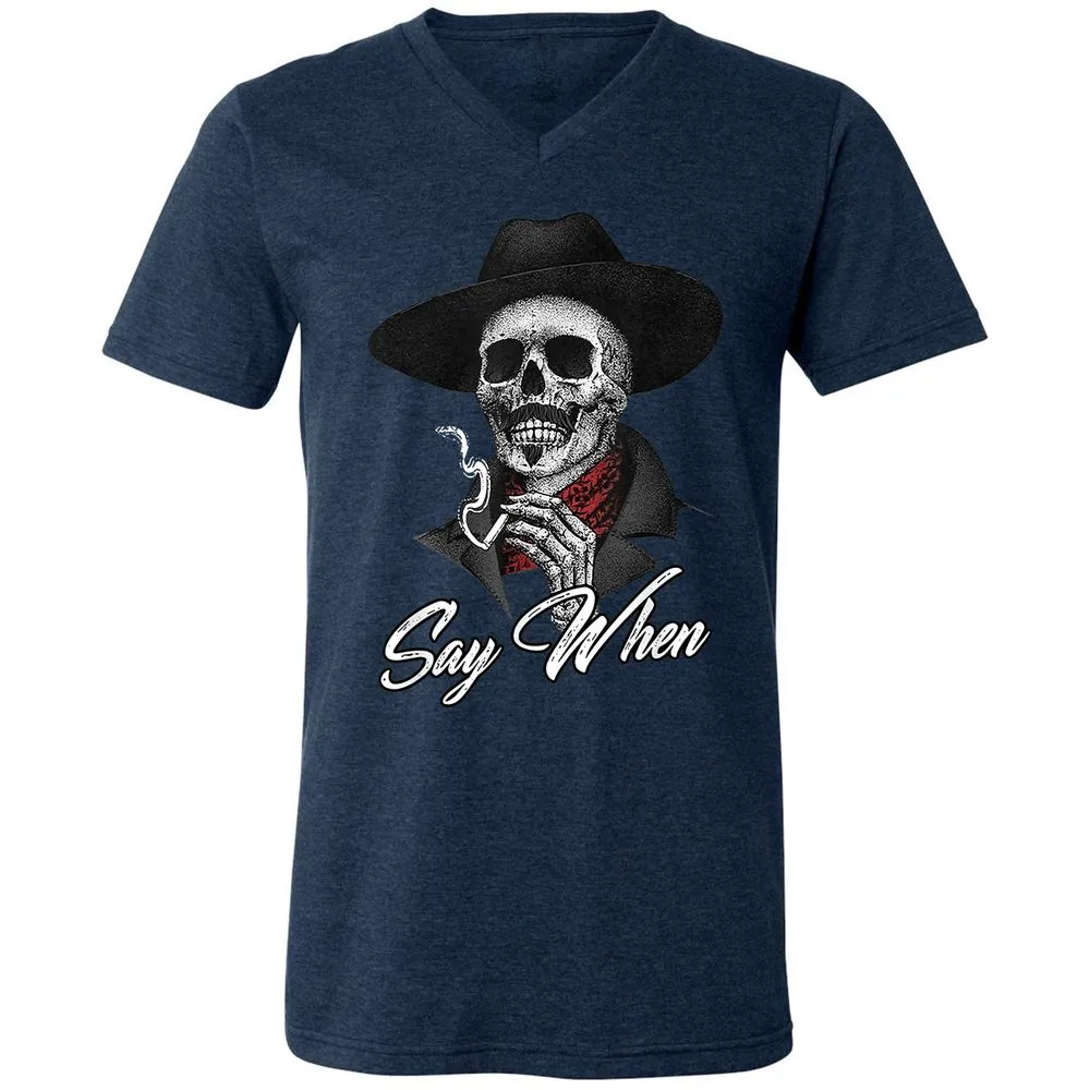 Unisex V-Neck T-Shirt - 5ZPEVTYX - Heather Navy - 15