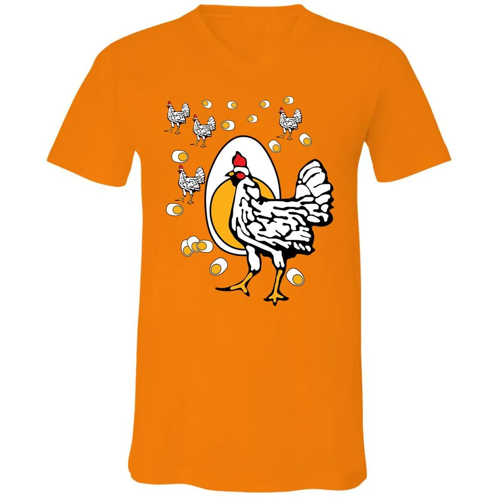 Unisex V-Neck T-Shirt - HEM4Y7J5 - Orange - 11