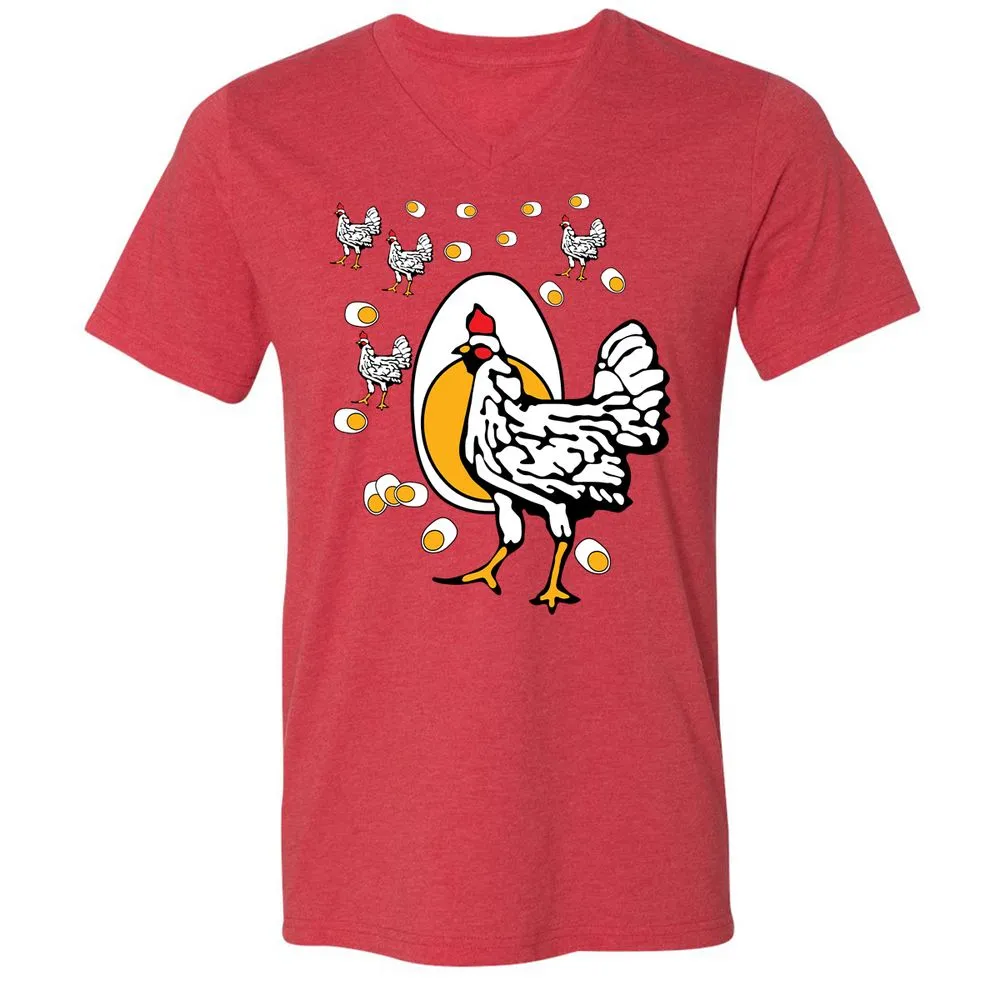 Unisex V-Neck T-Shirt - HEM4Y7J5 - Heather Red - 5