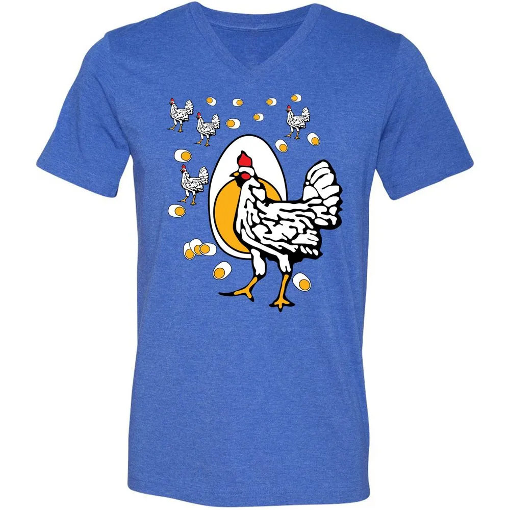 Unisex V-Neck T-Shirt - HEM4Y7J5 - Heather True Royal - 14