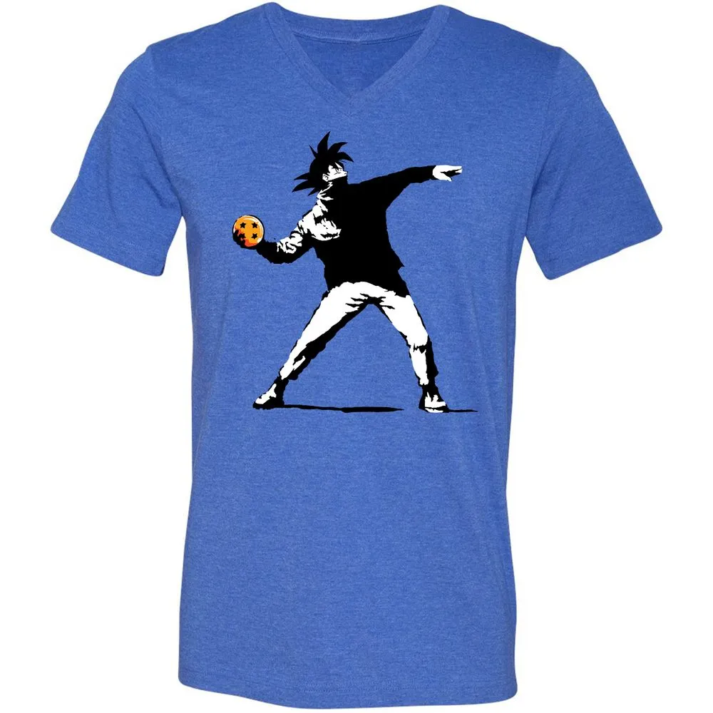 Unisex V-Neck T-Shirt - KEVQBWVK - Heather True Royal - 14