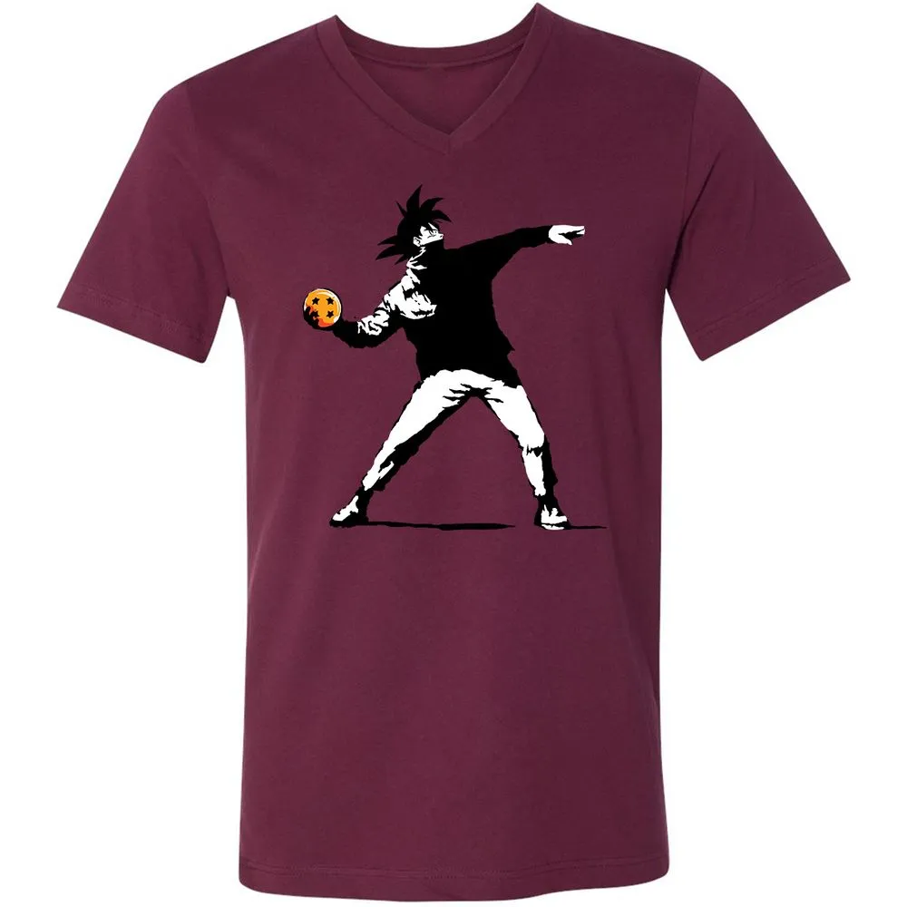 Unisex V-Neck T-Shirt - KEVQBWVK - Maroon - 6