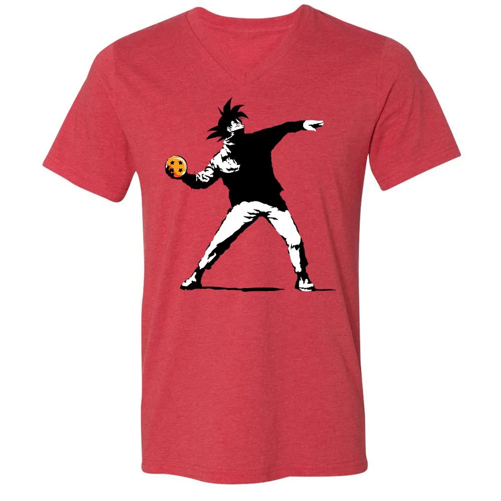 Unisex V-Neck T-Shirt - KEVQBWVK - Heather Red - 5