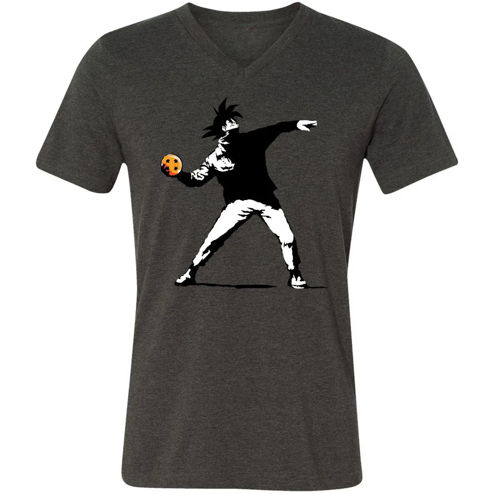 Unisex V-Neck T-Shirt - KEVQBWVK - Dark Grey Heather - 8