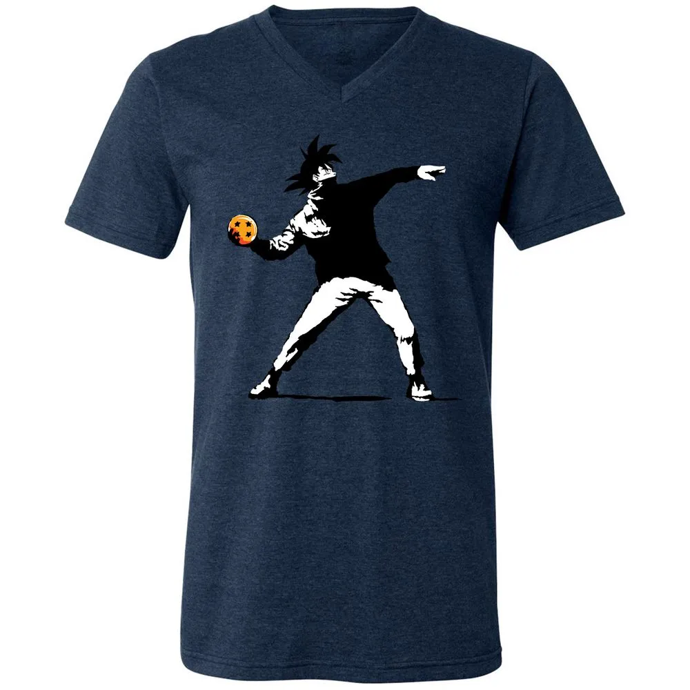 Unisex V-Neck T-Shirt - KEVQBWVK - Heather Navy - 15