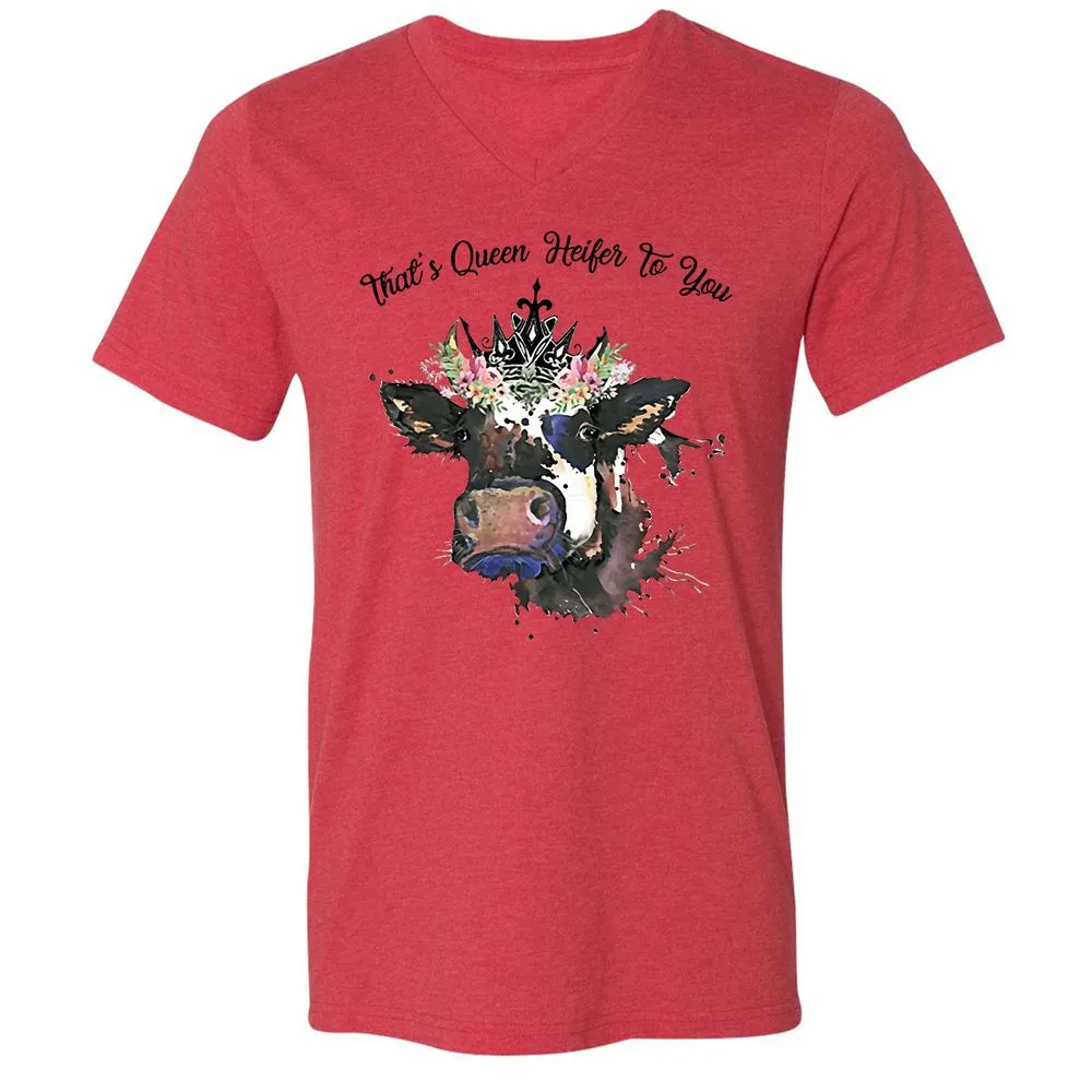 Unisex V-Neck T-Shirt - JLHFM3WA - Heather Red - 5