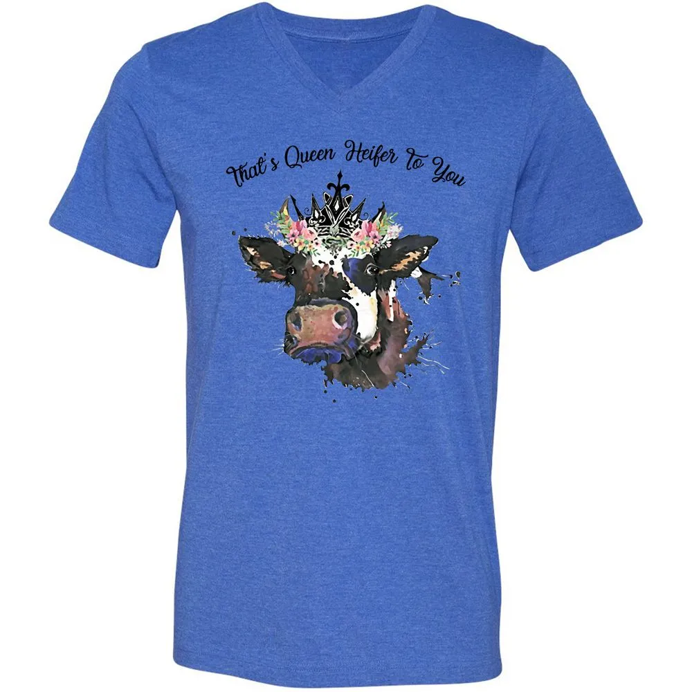 Unisex V-Neck T-Shirt - JLHFM3WA - Heather True Royal - 14