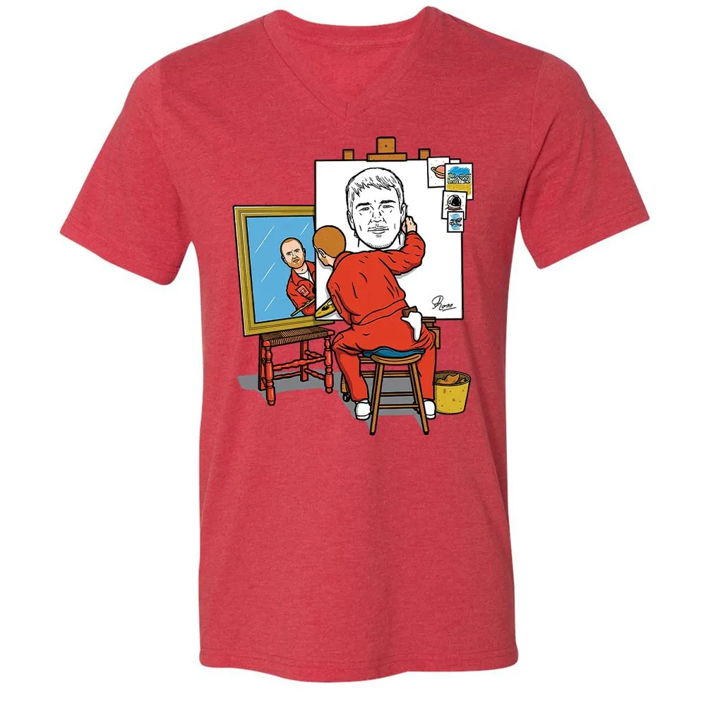 Unisex V-Neck T-Shirt - 1UB88QQL - Heather Red - 5