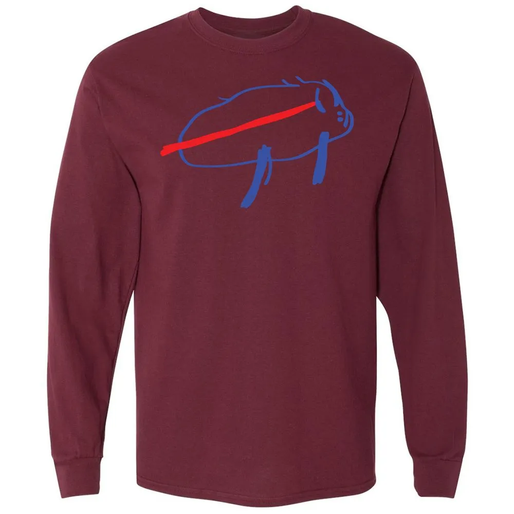 Long Sleeve T-Shirt - VQUGP89L - Maroon - 11