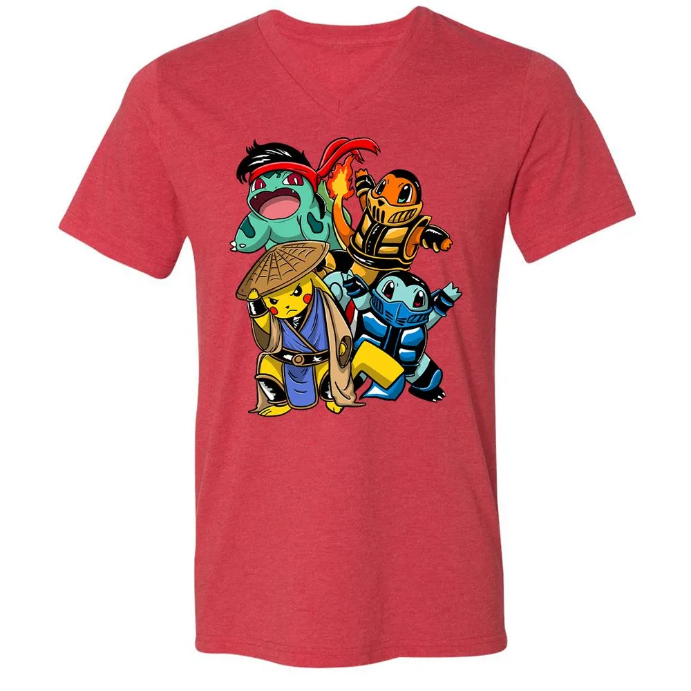 Unisex V-Neck T-Shirt - G2HCQS2F - Heather Red - 5
