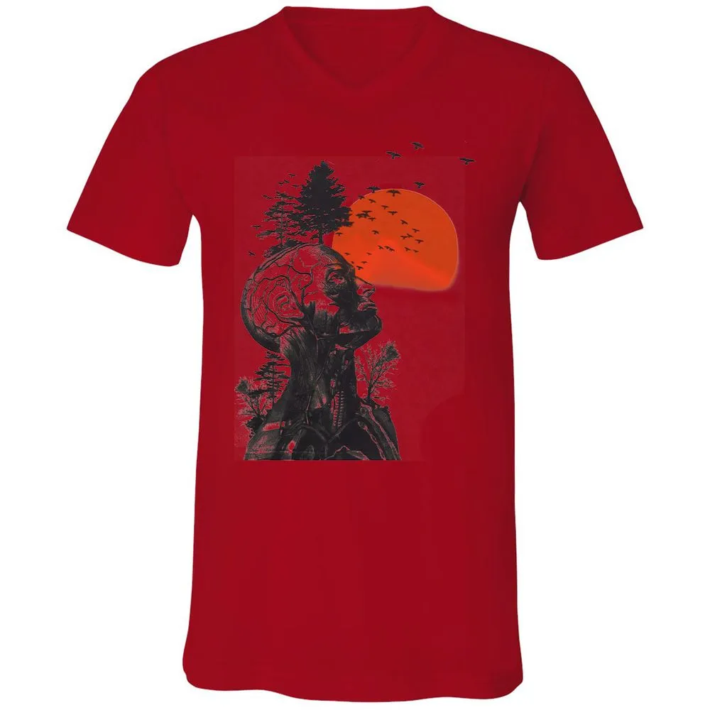 Unisex V-Neck T-Shirt - 373XTDCV - Red - 3