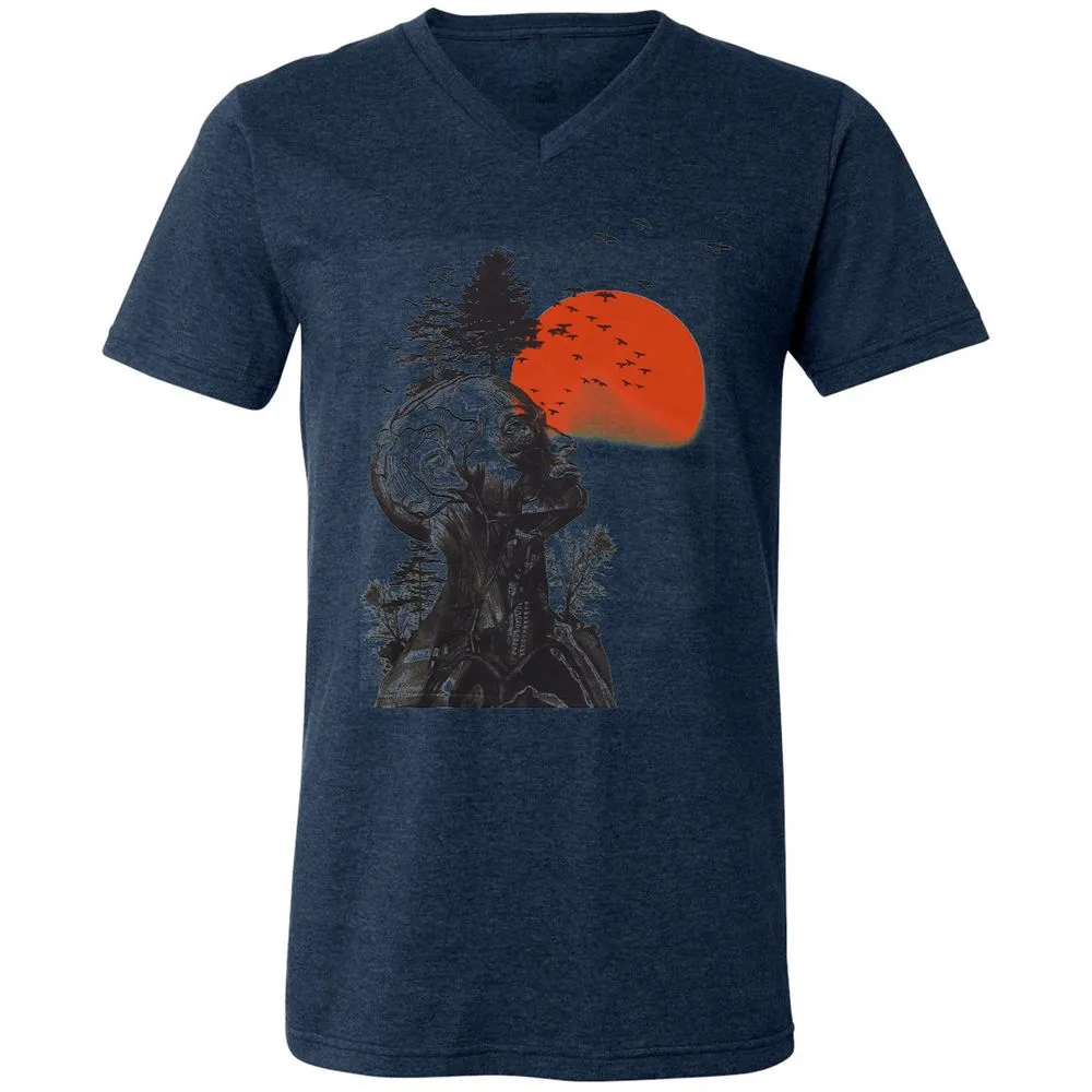 Unisex V-Neck T-Shirt - 373XTDCV - Heather Navy - 15