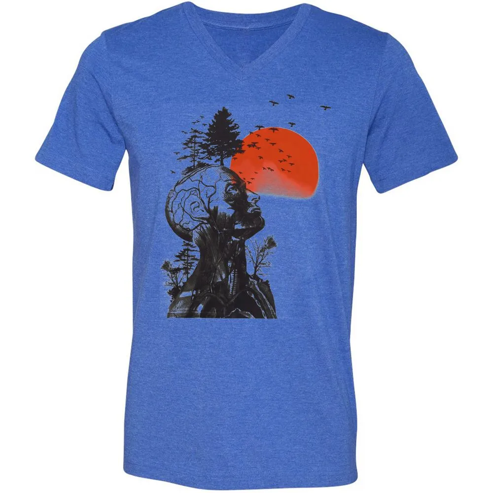 Unisex V-Neck T-Shirt - 373XTDCV - Heather True Royal - 14