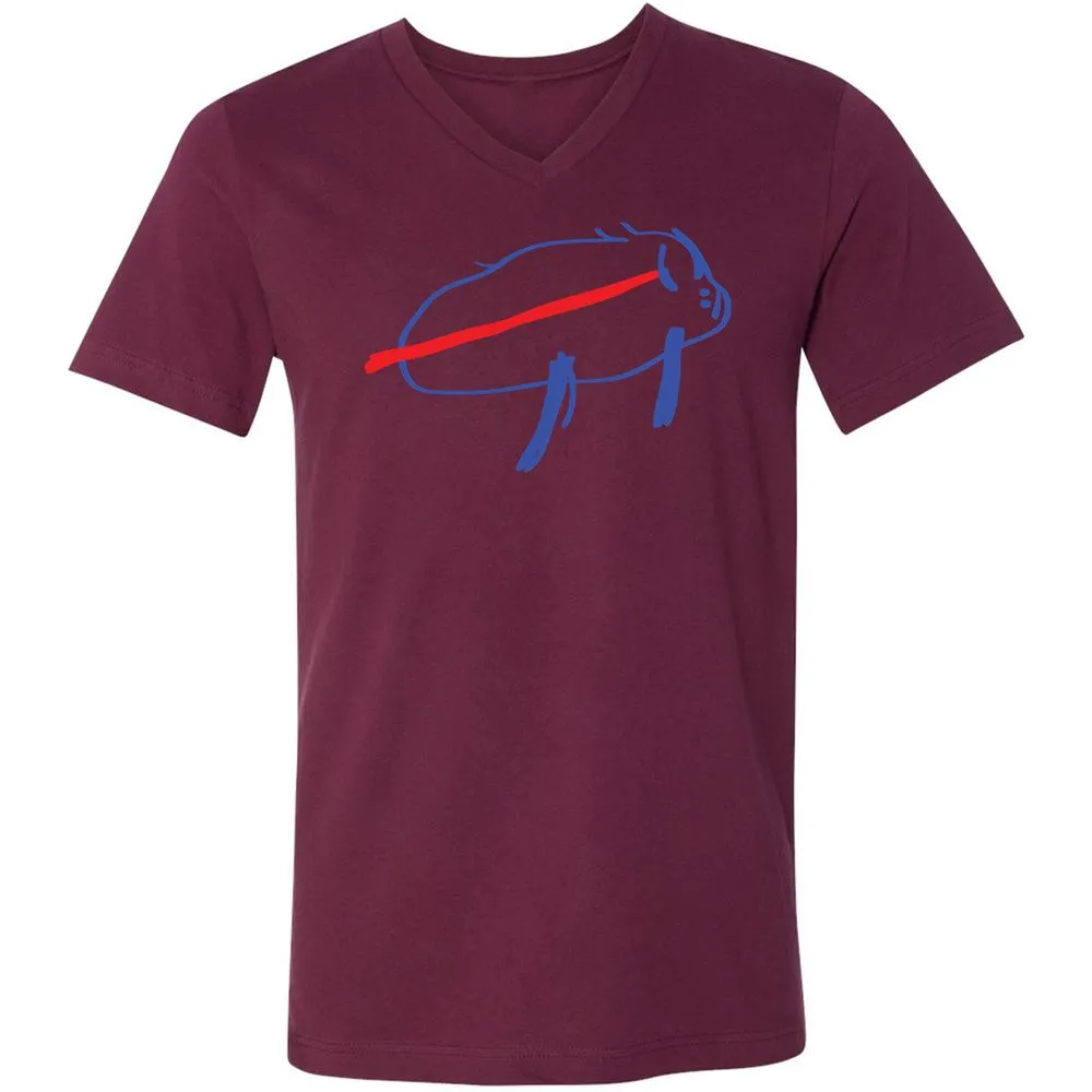Unisex V-Neck T-Shirt - 7375CYQ4 - Maroon - 6