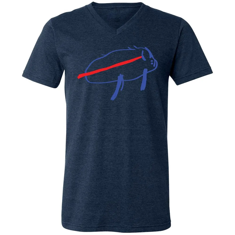 Unisex V-Neck T-Shirt - 7375CYQ4 - Heather Navy - 15