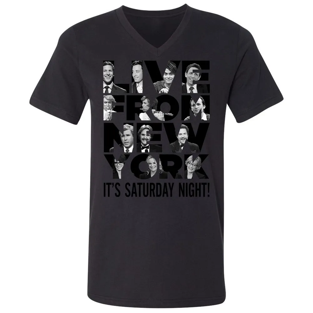 Unisex V-Neck T-Shirt - JQFS7Z9D - Black - 16