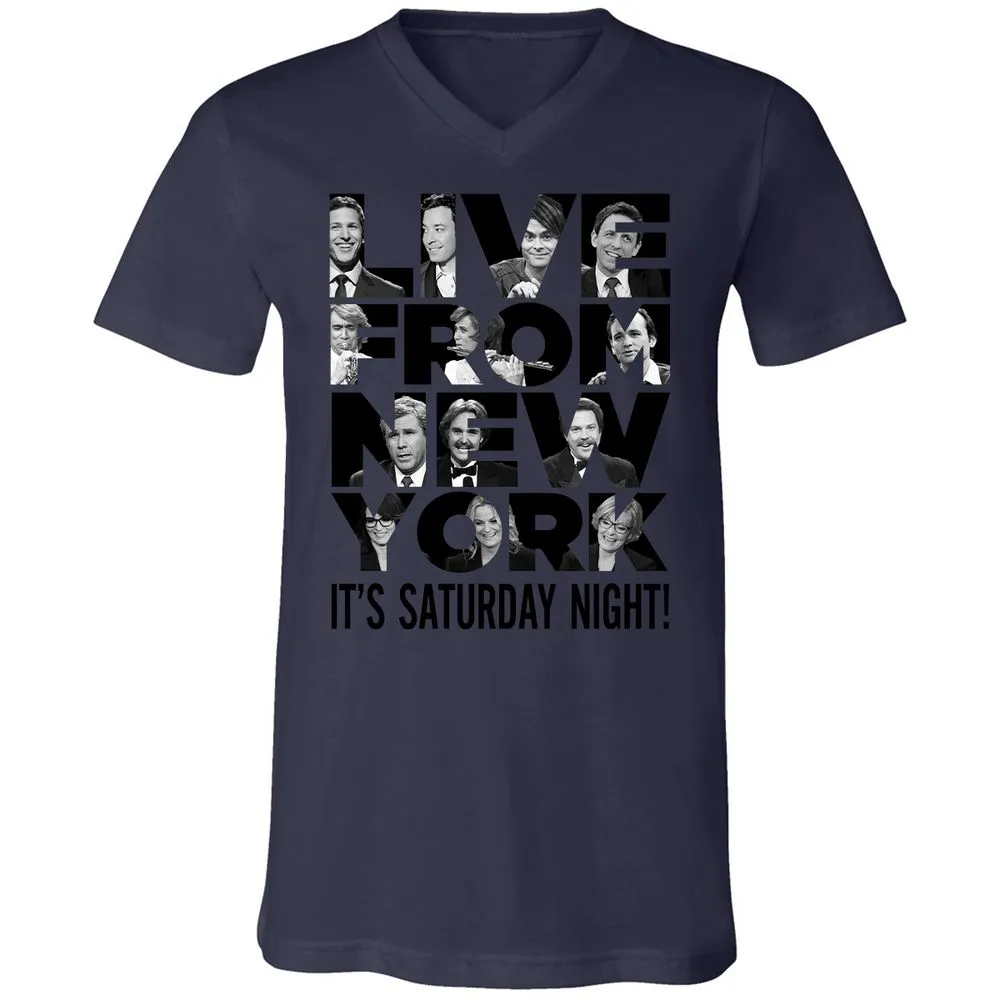 Unisex V-Neck T-Shirt - JQFS7Z9D - Navy - 9