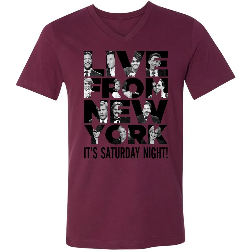 Unisex V-Neck T-Shirt - JQFS7Z9D - Maroon - 6