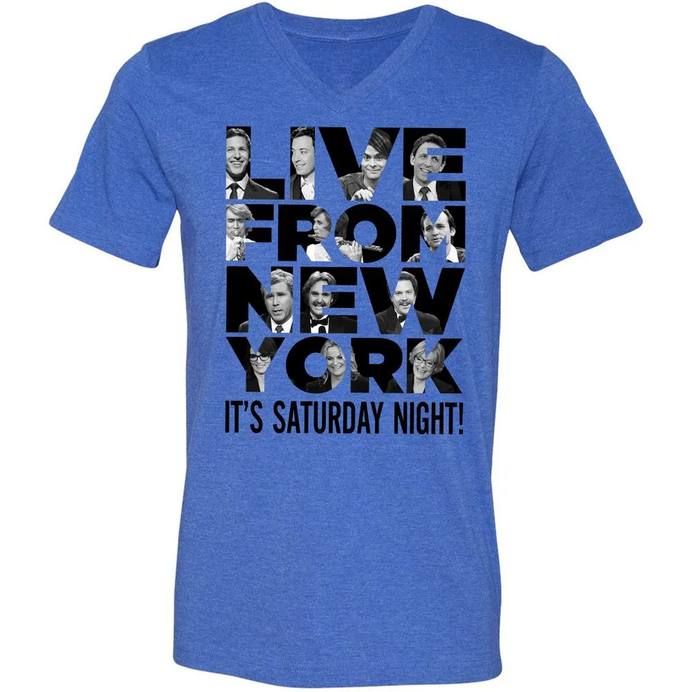 Unisex V-Neck T-Shirt - JQFS7Z9D - Heather True Royal - 14