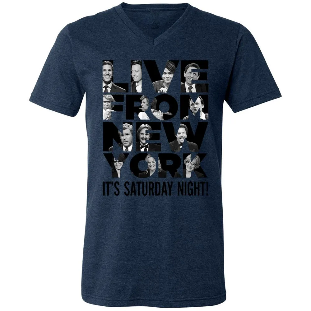 Unisex V-Neck T-Shirt - JQFS7Z9D - Heather Navy - 15