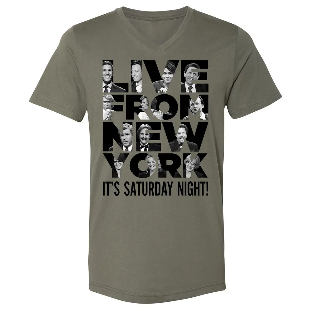 Unisex V-Neck T-Shirt - JQFS7Z9D - Military Green - 10