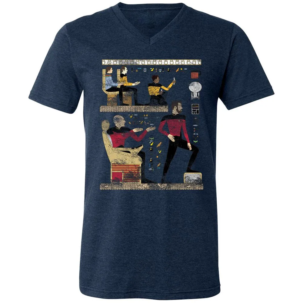 Unisex V-Neck T-Shirt - YCRNV8SV - Heather Navy - 15