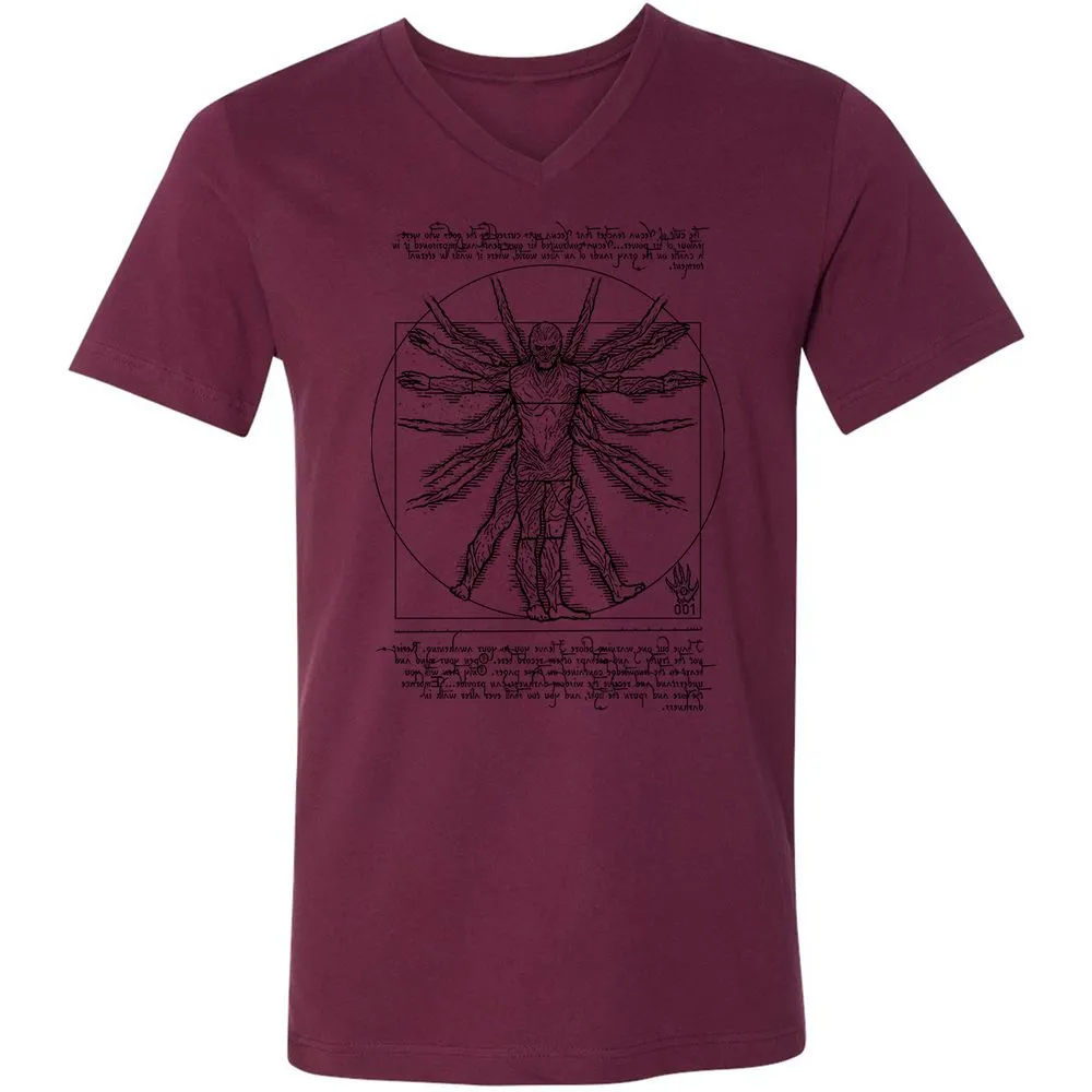 Unisex V-Neck T-Shirt - Q4H7JK9X - Maroon - 6