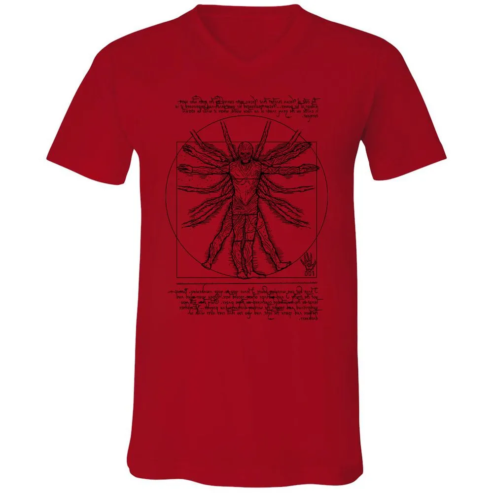 Unisex V-Neck T-Shirt - Q4H7JK9X - Red - 3
