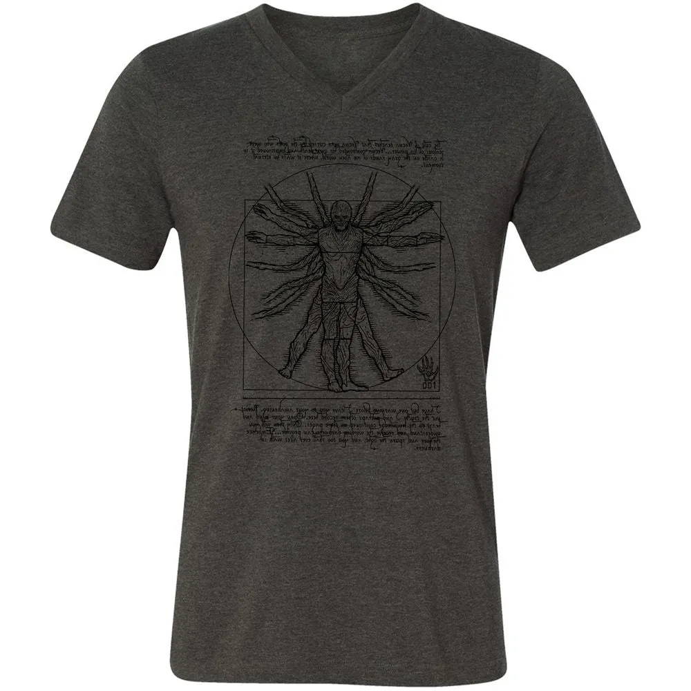 Unisex V-Neck T-Shirt - Q4H7JK9X - Dark Grey Heather - 8