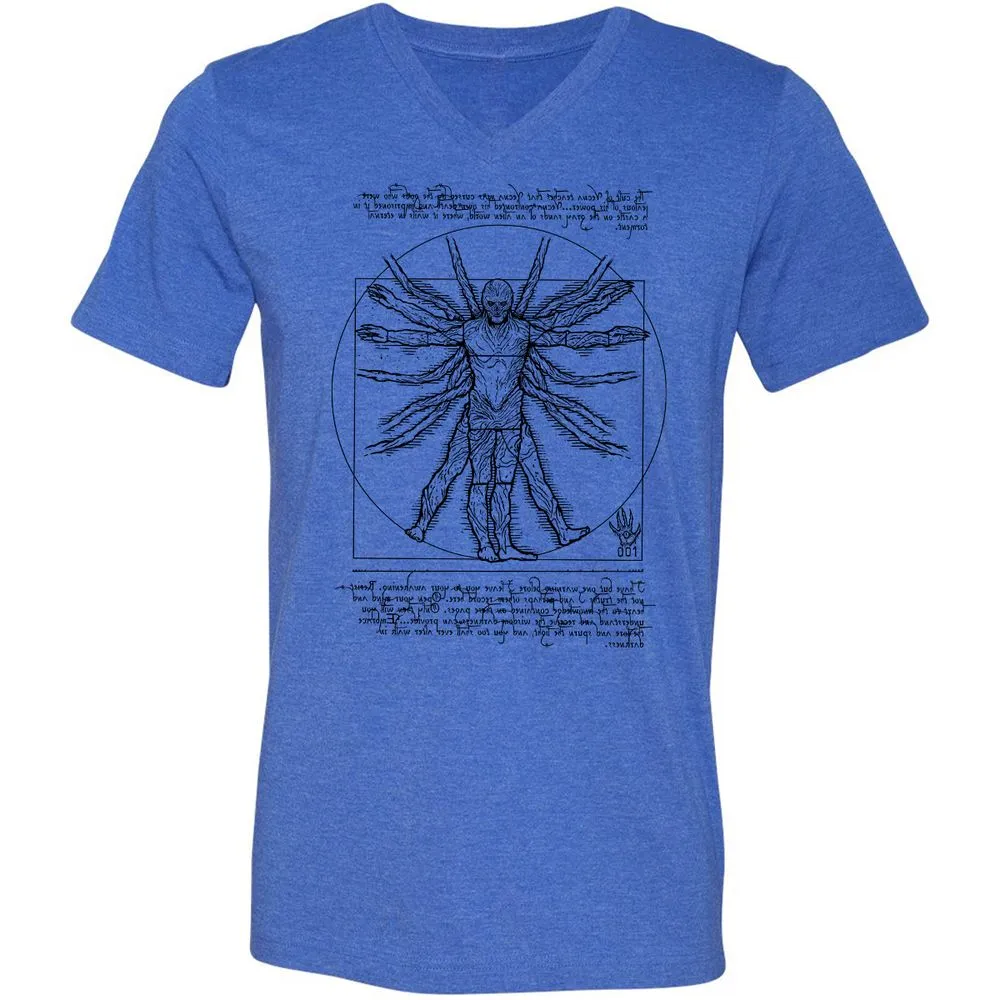 Unisex V-Neck T-Shirt - Q4H7JK9X - Heather True Royal - 14