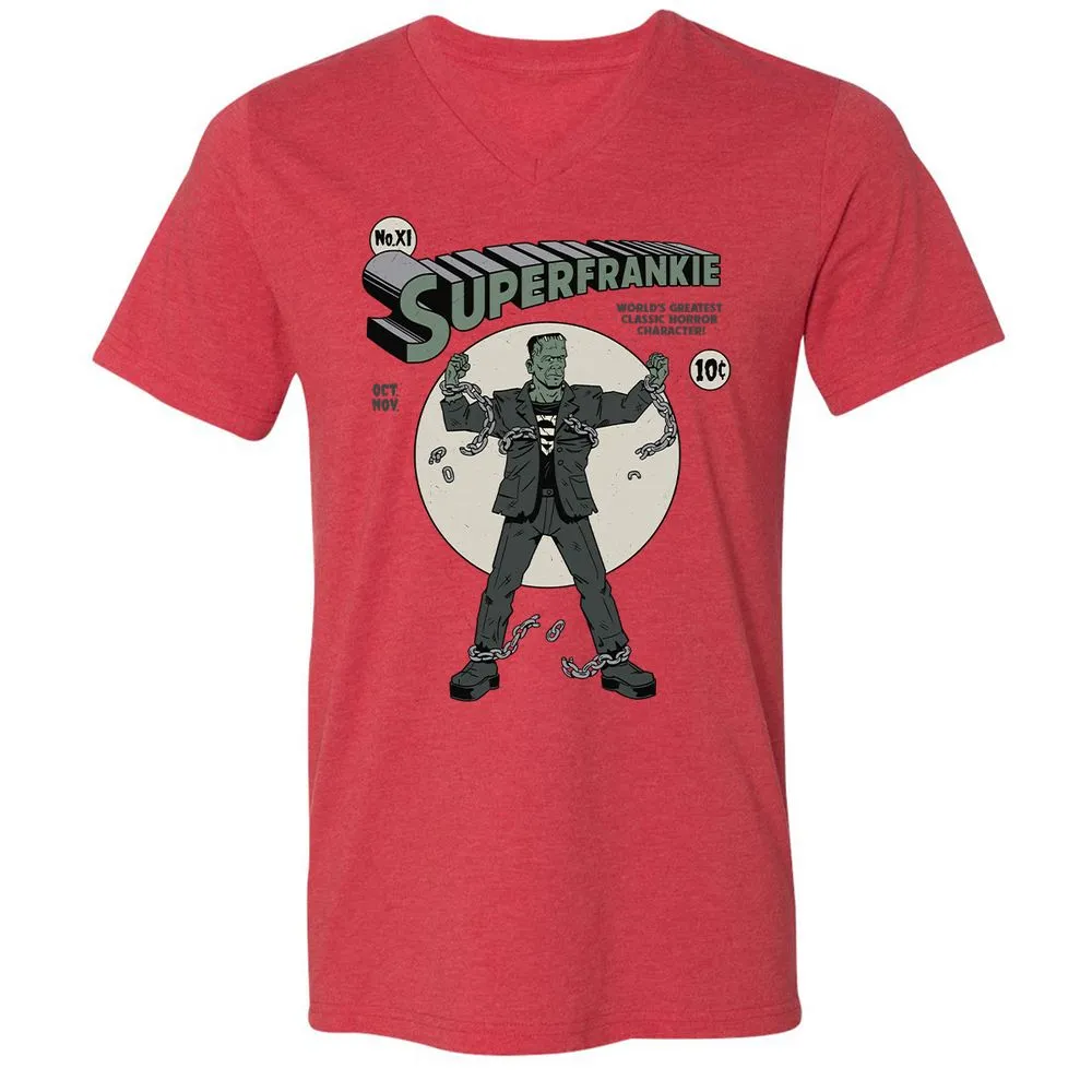 Unisex V-Neck T-Shirt - KBG7AU6R - Heather Red - 5