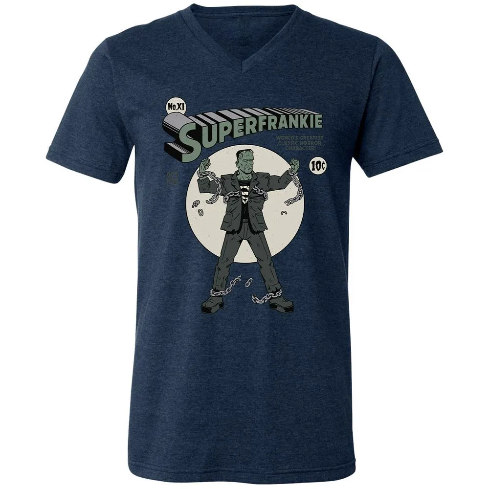 Unisex V-Neck T-Shirt - KBG7AU6R - Heather Navy - 15