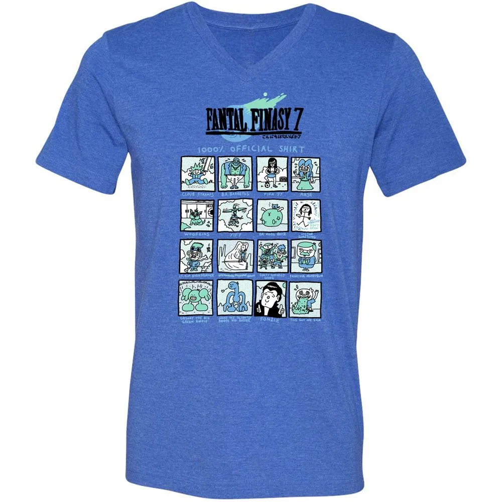 Unisex V-Neck T-Shirt - RRKAWG9L - Heather True Royal - 14