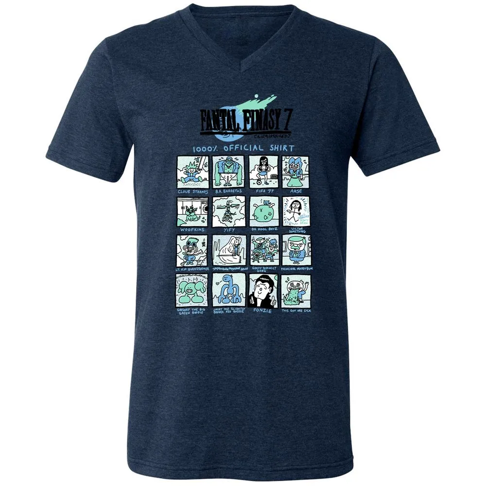 Unisex V-Neck T-Shirt - RRKAWG9L - Heather Navy - 15