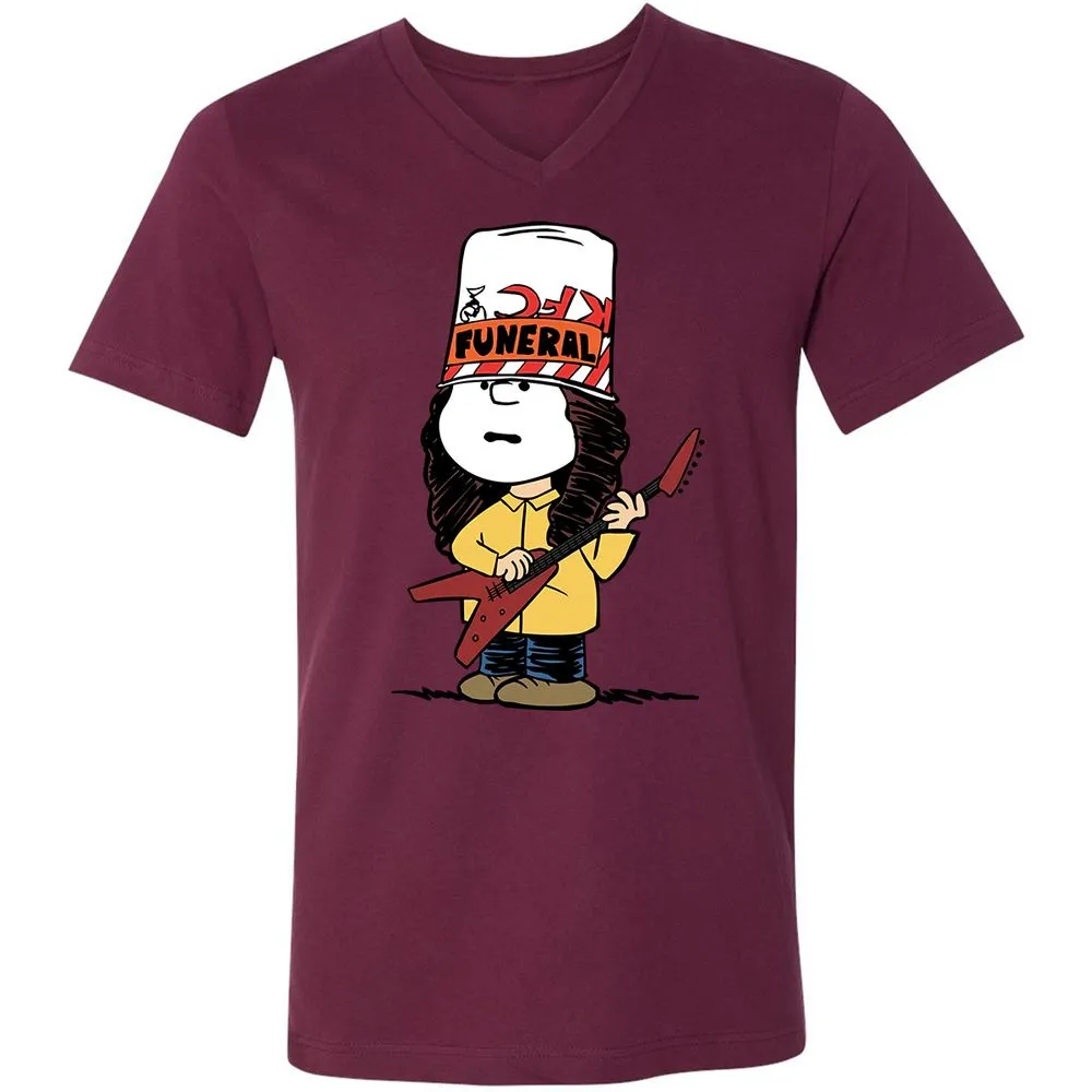 Unisex V-Neck T-Shirt - JKBJ6XKP - Maroon - 6