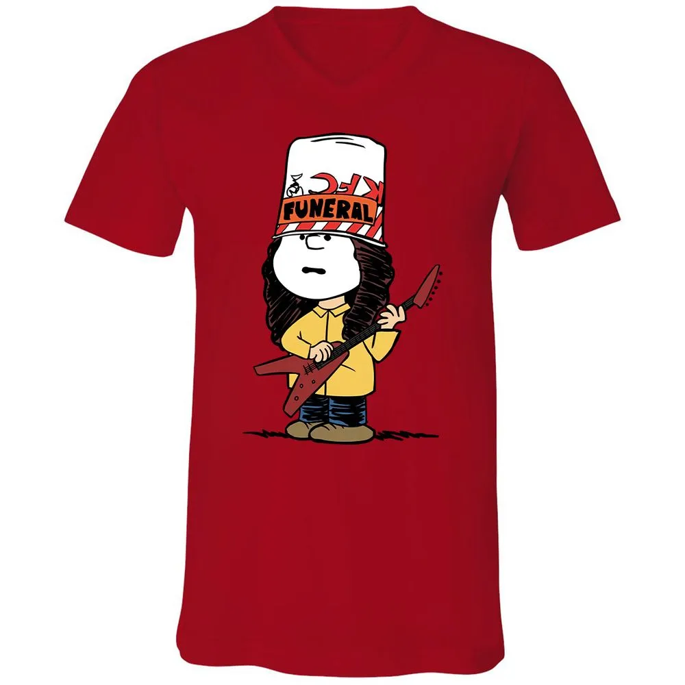 Unisex V-Neck T-Shirt - JKBJ6XKP - Red - 3